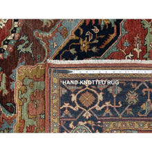 Load image into Gallery viewer, 8&#39;1&quot;x8&#39;1&quot; Scarlet Red, Antiqued Fine Heriz Re-creation With Large Medallion Design, Hand Spun New Zealand Wool, Hand Knotted, Denser Weave, Square, Oriental Rug FWR544386