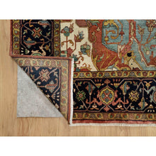 Load image into Gallery viewer, 8&#39;9&quot;x12&#39;2&quot; Brick Red, Hand Knotted, Antiqued Fine Heriz Re-Creation with Center Medallion Design, Hand Spun New Zealand Wool, Denser Weave, Natural Dyes, Oriental Rug FWR544392
