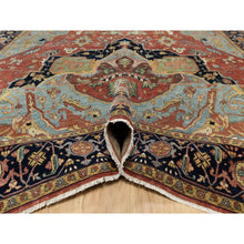 Load image into Gallery viewer, 8&#39;9&quot;x12&#39;2&quot; Brick Red, Hand Knotted, Antiqued Fine Heriz Re-Creation with Center Medallion Design, Hand Spun New Zealand Wool, Denser Weave, Natural Dyes, Oriental Rug FWR544392