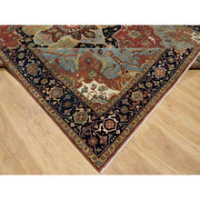 Load image into Gallery viewer, 8&#39;9&quot;x12&#39;2&quot; Brick Red, Hand Knotted, Antiqued Fine Heriz Re-Creation with Center Medallion Design, Hand Spun New Zealand Wool, Denser Weave, Natural Dyes, Oriental Rug FWR544392