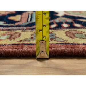 8'9"x12'2" Brick Red, Hand Knotted, Antiqued Fine Heriz Re-Creation with Center Medallion Design, Hand Spun New Zealand Wool, Denser Weave, Natural Dyes, Oriental Rug FWR544392