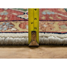 Load image into Gallery viewer, 9&#39;2&quot;x12&#39;1&quot; Cream Ivory and Crimson Red, Hand Knotted, Antiqued Fine Heriz Re-Creation with Geometric Medallion Design, Densely Woven, Hand Spun New Zealand Wool, Oriental Rug FWR544410