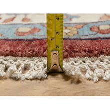 Load image into Gallery viewer, 12&#39;x12&#39; Carmine Red, Antiqued Fine Heriz Re-creation With Center Medallion Design, Hand Knotted, Hand Spun New Zealand Wool, Densely Woven, Round, Oriental Rug FWR544440