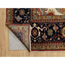 Load image into Gallery viewer, 13&#39;9&quot;x16&#39;2&quot; Crimson Red, Antiqued Fine Heriz Re-creation With Large Medallion Design, Denser Weave, Hand Knotted, Natural Dyes, Hand Spun New Zealand Wool, Oriental, Oversized Rug FWR544464