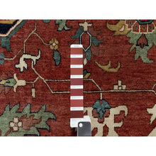 Load image into Gallery viewer, 13&#39;9&quot;x16&#39;2&quot; Crimson Red, Antiqued Fine Heriz Re-creation With Large Medallion Design, Denser Weave, Hand Knotted, Natural Dyes, Hand Spun New Zealand Wool, Oriental, Oversized Rug FWR544464