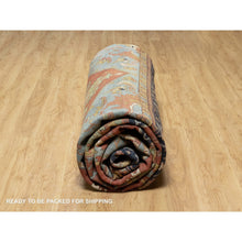 Load image into Gallery viewer, 13&#39;9&quot;x16&#39;2&quot; Crimson Red, Antiqued Fine Heriz Re-creation With Large Medallion Design, Denser Weave, Hand Knotted, Natural Dyes, Hand Spun New Zealand Wool, Oriental, Oversized Rug FWR544464