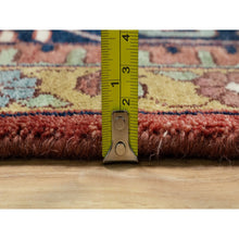 Load image into Gallery viewer, 13&#39;9&quot;x16&#39;2&quot; Crimson Red, Antiqued Fine Heriz Re-creation With Large Medallion Design, Denser Weave, Hand Knotted, Natural Dyes, Hand Spun New Zealand Wool, Oriental, Oversized Rug FWR544464