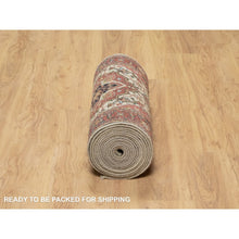 Load image into Gallery viewer, 2&#39;5&quot;x25&#39;6&quot; Parchment White With Cherry Red, Hand Spun New Zealand Wool, Antiqued Fine Heriz Re-creation, Natural Dyes, Hand Knotted, Plush And Lush, Denser Weave, Xl Runner, Oriental Rug FWR544500