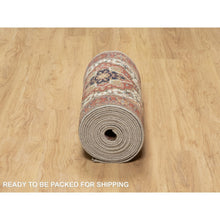 Load image into Gallery viewer, 2&#39;7&quot;x21&#39;10&quot; Chiffon Ivory, Antiqued Fine Heriz Re-creation With Geometric Medallions Design, Hand Knotted, Hand Spun New Zealand Wool, Natural Dyes, Xl Runner, Oriental Rug FWR544512