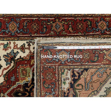 Load image into Gallery viewer, 2&#39;7&quot;x21&#39;10&quot; Chiffon Ivory, Antiqued Fine Heriz Re-creation With Geometric Medallions Design, Hand Knotted, Hand Spun New Zealand Wool, Natural Dyes, Xl Runner, Oriental Rug FWR544512