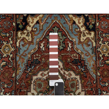 Load image into Gallery viewer, 2&#39;x3&#39;2&quot; Carmine Red, Antiqued Fine Heriz Re-creation, Hand Spun New Zealand Wool, Hand Knotted, Denser Weave, Natural Dyes, Mat, Oriental Rug FWR544530