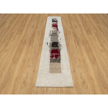 Load image into Gallery viewer, 2&#39;6&quot;x11&#39;7&quot; Parchment White, Lori Buft Gabbeh With Avant Garde Design, Soft Pile, Thick And Plush, Pure Wool, Hand Knotted, Runner, Oriental Rug FWR544560