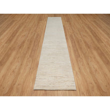 Load image into Gallery viewer, 2&#39;6&quot;x13&#39;9&quot; Stone White, Hand Knotted, Lori Buft Gabbeh, Modern, Thick and Plush, Plain Design, Pure Wool, Runner, Oriental Rug FWR544572