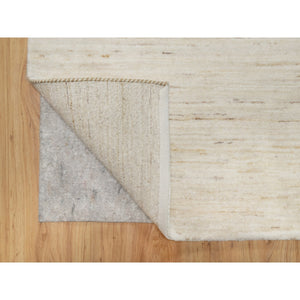 2'6"x13'9" Stone White, Hand Knotted, Lori Buft Gabbeh, Modern, Thick and Plush, Plain Design, Pure Wool, Runner, Oriental Rug FWR544572