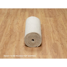 Load image into Gallery viewer, 2&#39;6&quot;x13&#39;9&quot; Stone White, Hand Knotted, Lori Buft Gabbeh, Modern, Thick and Plush, Plain Design, Pure Wool, Runner, Oriental Rug FWR544572