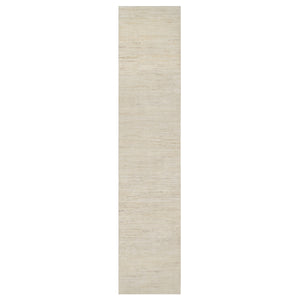 2'6"x11'10" Dutch White, 100% Wool, Hand Knotted, Modern, Plain Design, Lori Buft Gabbeh, Thick and Plush, Runner, Oriental Rug FWR544578