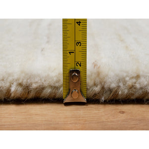 2'6"x11'10" Dutch White, 100% Wool, Hand Knotted, Modern, Plain Design, Lori Buft Gabbeh, Thick and Plush, Runner, Oriental Rug FWR544578