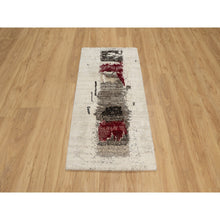 Load image into Gallery viewer, 2&#39;4&quot;x4&#39;7&quot; Parchment White, Lori Buft Gabbeh with Avant Garde Design, Thick and Plush Soft Pile, 100% Wool, Hand Knotted, Short Runner, Oriental Rug FWR544602