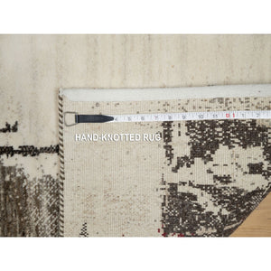 2'4"x4'7" Parchment White, Lori Buft Gabbeh with Avant Garde Design, Thick and Plush Soft Pile, 100% Wool, Hand Knotted, Short Runner, Oriental Rug FWR544602