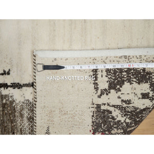 2'4"x4'8" Parchment White, Hand Knotted, Lori Buft Gabbeh with Avant Garde Design, Thick and Plush, Pure Wool, Soft Pile, Short Runner, Oriental Rug FWR544608