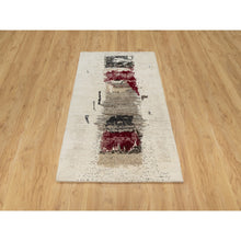Load image into Gallery viewer, 3&#39;x5&#39;2&quot; Parchment White, 100% Wool, Hand Knotted, Lori Buft Gabbeh with Avant Garde Design, Thick and Plush, Soft Pile, Oriental Rug FWR544614