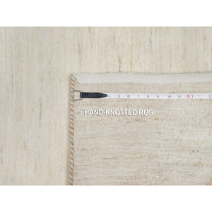 2'5"x5'10" Stone White, 100% Wool, Hand Knotted, Lori Buft Gabbeh, Modern, Plain Design, Thick and Plush, Runner, Oriental Rug FWR544638