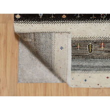 Load image into Gallery viewer, 2&#39;2&quot;x4&#39;9&quot; Photon White, Thick and Plush, Modern, Lori Buft Gabbeh with Tree Figurines, 100% Wool, Hand Knotted, Short Runner, Oriental Rug FWR544644