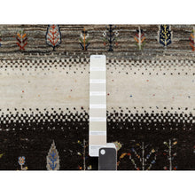 Load image into Gallery viewer, 2&#39;2&quot;x4&#39;9&quot; Photon White, Thick and Plush, Modern, Lori Buft Gabbeh with Tree Figurines, 100% Wool, Hand Knotted, Short Runner, Oriental Rug FWR544644