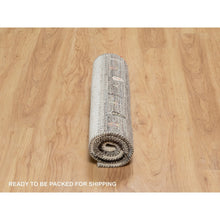 Load image into Gallery viewer, 2&#39;2&quot;x4&#39;9&quot; Photon White, Thick and Plush, Modern, Lori Buft Gabbeh with Tree Figurines, 100% Wool, Hand Knotted, Short Runner, Oriental Rug FWR544644