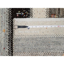 Load image into Gallery viewer, 2&#39;2&quot;x4&#39;9&quot; Photon White, Thick and Plush, Modern, Lori Buft Gabbeh with Tree Figurines, 100% Wool, Hand Knotted, Short Runner, Oriental Rug FWR544644