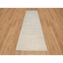Load image into Gallery viewer, 4&#39;x12&#39;1&quot; Parchment White, Hand Knotted, Lori Buft Gabbeh, Modern, Thick And Plush, Plain Design, 100% Wool, Wide Runner, Oriental Rug FWR544662