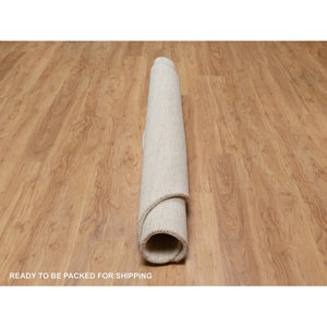 7'x7' Dutch White, Lori Buft Gabbeh, Modern, Plain Design, Thick and Plush, Pure Wool, Soft to the Touch, Hand Knotted, Round, Oriental Rug FWR544668