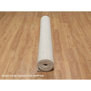 6'1"x9' Stone White, Hand Knotted, Lori Buft Gabbeh, Modern Plain Design, Soft To The Touch, Thick And Plush, 100% Wool, Oriental Rug FWR544674