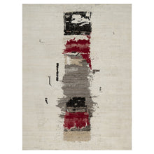 Load image into Gallery viewer, 9&#39;x12&#39; Parchment White, Lori Buft Gabbeh with Avant Garde Design, Thick and Plush, 100% Wool, Hand Knotted, Soft Pile, Oriental Rug FWR544692