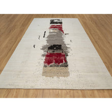 Load image into Gallery viewer, 9&#39;x12&#39; Parchment White, Lori Buft Gabbeh with Avant Garde Design, Thick and Plush, 100% Wool, Hand Knotted, Soft Pile, Oriental Rug FWR544692