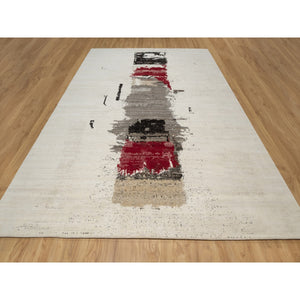 9'x12' Parchment White, Lori Buft Gabbeh with Avant Garde Design, Thick and Plush, 100% Wool, Hand Knotted, Soft Pile, Oriental Rug FWR544692