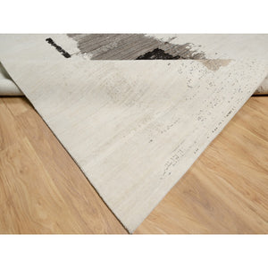 9'x12' Parchment White, Lori Buft Gabbeh with Avant Garde Design, Thick and Plush, 100% Wool, Hand Knotted, Soft Pile, Oriental Rug FWR544692