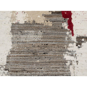 9'x12' Parchment White, Lori Buft Gabbeh with Avant Garde Design, Thick and Plush, 100% Wool, Hand Knotted, Soft Pile, Oriental Rug FWR544692