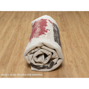 9'x12' Parchment White, Lori Buft Gabbeh with Avant Garde Design, Thick and Plush, 100% Wool, Hand Knotted, Soft Pile, Oriental Rug FWR544692