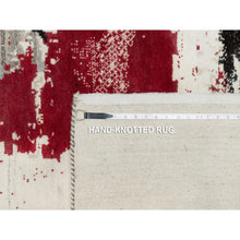 Load image into Gallery viewer, 9&#39;x12&#39; Parchment White, Lori Buft Gabbeh with Avant Garde Design, Thick and Plush, 100% Wool, Hand Knotted, Soft Pile, Oriental Rug FWR544692