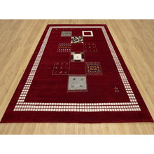Load image into Gallery viewer, 8&#39;x10&#39;1&quot; Sangria Red, Modern, Thick And Plush, Hand Knotted, Lori Buft Gabbeh With Small Animal Figurines, Soft Wool, Oriental Rug FWR544704