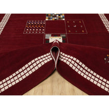 Load image into Gallery viewer, 8&#39;x10&#39;1&quot; Sangria Red, Modern, Thick And Plush, Hand Knotted, Lori Buft Gabbeh With Small Animal Figurines, Soft Wool, Oriental Rug FWR544704