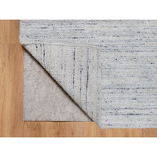 Load image into Gallery viewer, 2&#39;x3&#39; Cloud Gray, Modern Striae Design, Tone on Tone, Thick and Plush, Pure Wool, Hand Loomed, Mat, Oriental Rug FWR544722