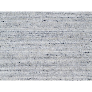 2'x3' Cloud Gray, Modern Striae Design, Tone on Tone, Thick and Plush, Pure Wool, Hand Loomed, Mat, Oriental Rug FWR544722
