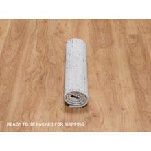 Load image into Gallery viewer, 2&#39;x3&#39; Cloud Gray, Modern Striae Design, Tone On Tone, Thick And Plush, Pure Wool, Hand Loomed, Mat, Oriental Rug FWR544722