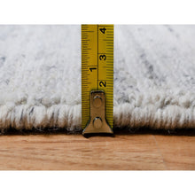 Load image into Gallery viewer, 2&#39;x3&#39; Cloud Gray, Modern Striae Design, Tone on Tone, Thick and Plush, Pure Wool, Hand Loomed, Mat, Oriental Rug FWR544722