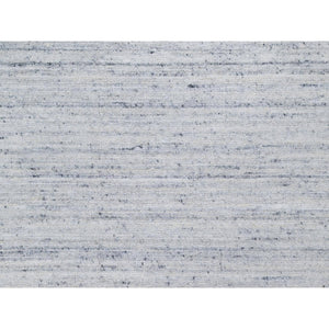 11'10"x11'10" Misty Gray, Modern Striae Design, Tone on Tone, Soft Pile, Natural Wool, Hand Loomed, Square Oriental Rug FWR544734