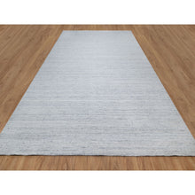 Load image into Gallery viewer, 10&#39;x13&#39;10&#39; Frost Gray, Thick And Plush, Modern Striae Design, Tone On Tone, Soft Pile, Pure Wool, Hand Loomed, Oriental Rug FWR544788