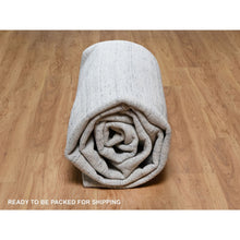 Load image into Gallery viewer, 10&#39;x13&#39;10&#39; Frost Gray, Thick And Plush, Modern Striae Design, Tone On Tone, Soft Pile, Pure Wool, Hand Loomed, Oriental Rug FWR544788
