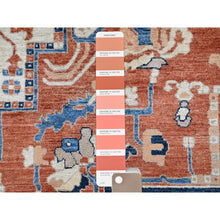 Load image into Gallery viewer, 9&#39;9&quot;x13&#39;10&quot; Coral Red, Peshawar Heriz With Antique Serapi Design, Hand Knotted, Shiny High Mountain Wool, Vegetable Dyes, Densely Woven, Soft Pile, Oriental Rug FWR5442